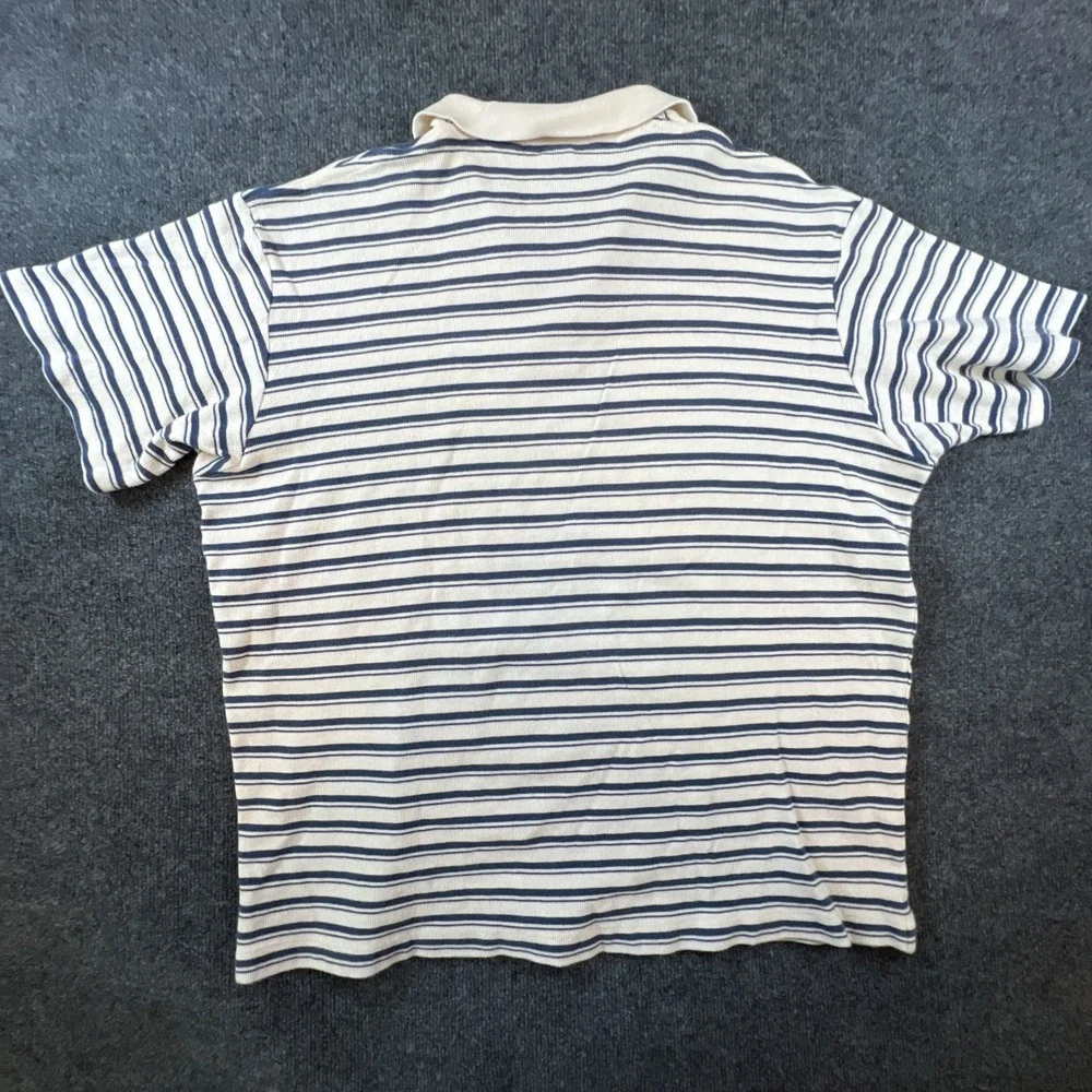 VTG Polo By‎ Ralph Lauren Men's XL White & Blue Striped Short Sleeve Shirt ECU